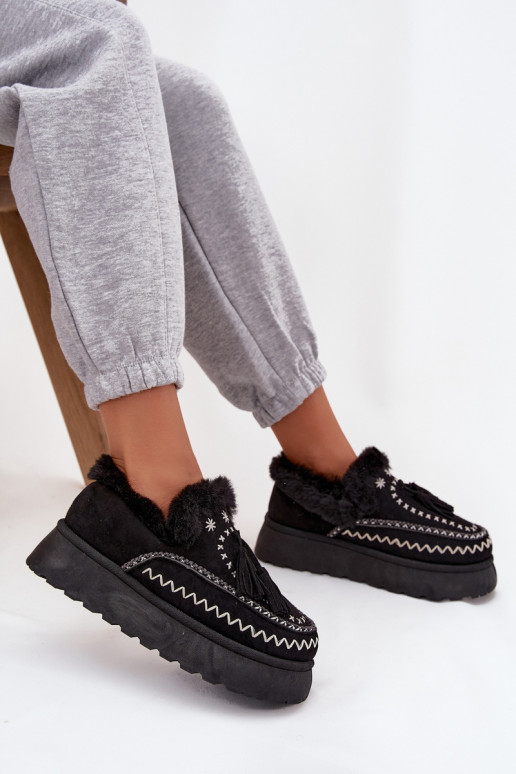 sniega apavi Sieviešu ar platformu ar kažokādu Un bārkstis melnas krāsas Ferayne