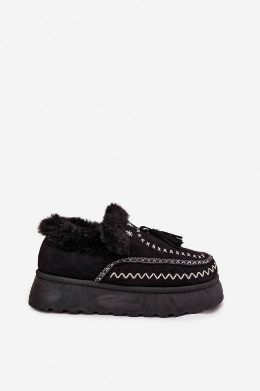 sniega apavi Sieviešu ar platformu ar kažokādu Un bārkstis melnas krāsas Ferayne