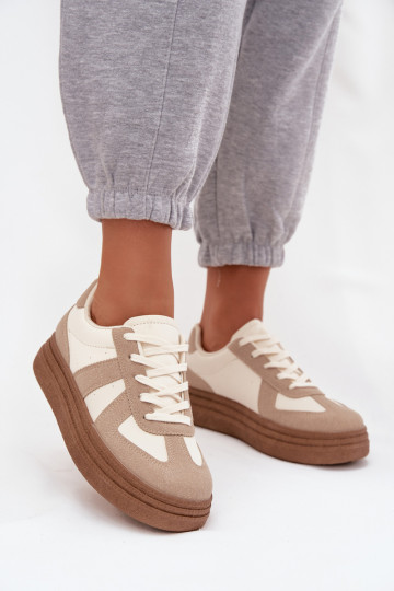 Sneakers modeļa apavi Sieviešu ar platformu smilšu krāsas Dovina 2