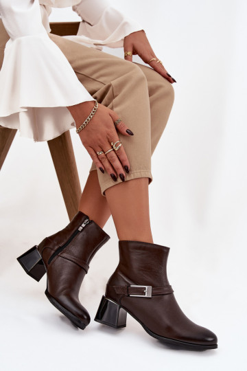 Āda Sieviešu puszābaki ar papēdi ar sprādzēm Zazoo 60562 CzekoladoIne