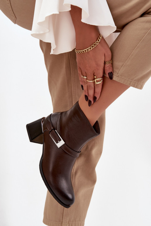 Āda Sieviešu puszābaki ar papēdi ar sprādzēm Zazoo 60562 CzekoladoIne