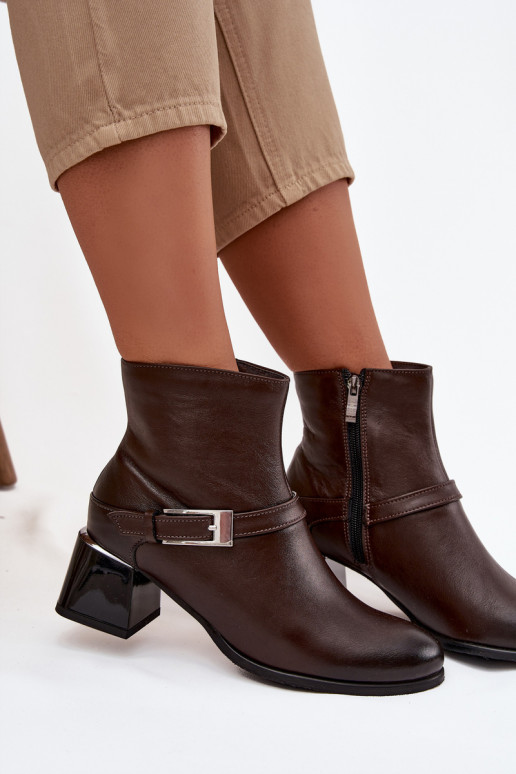 Āda Sieviešu puszābaki ar papēdi ar sprādzēm Zazoo 60562 CzekoladoIne