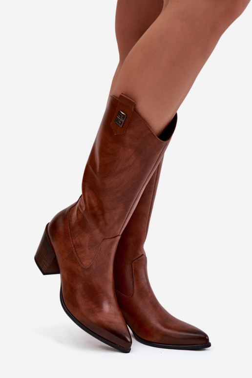 Āda garie zābaki Kovboju zābaki ar papēdi siltināti Zazoo 70155 brūnas krāsas