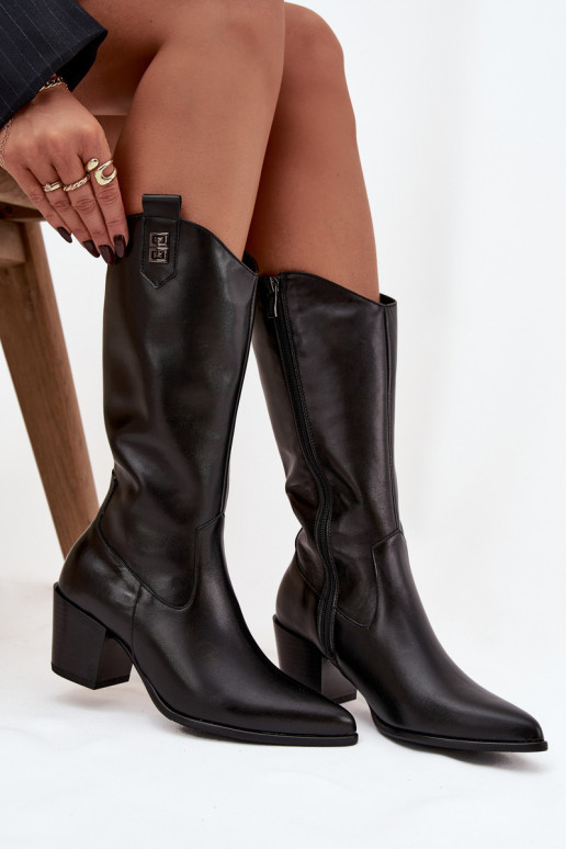 Āda garie zābaki Kovboju zābaki ar papēdi siltināti Zazoo 70155 melnas krāsas