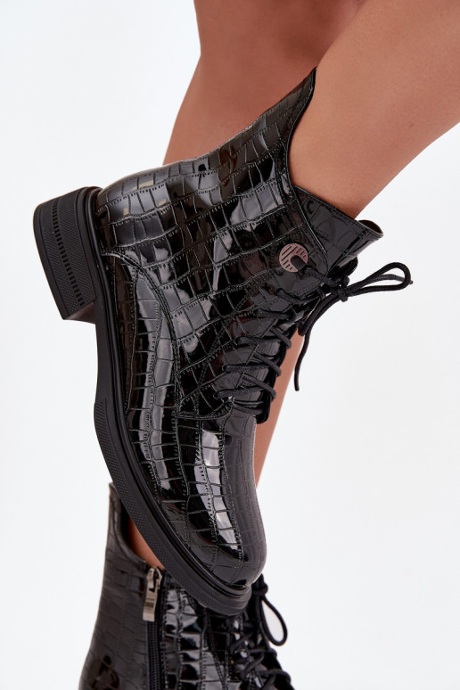 Āda Laque Sieviešu puszābaki Ar reljefu siltināti melnas krāsas Juviane