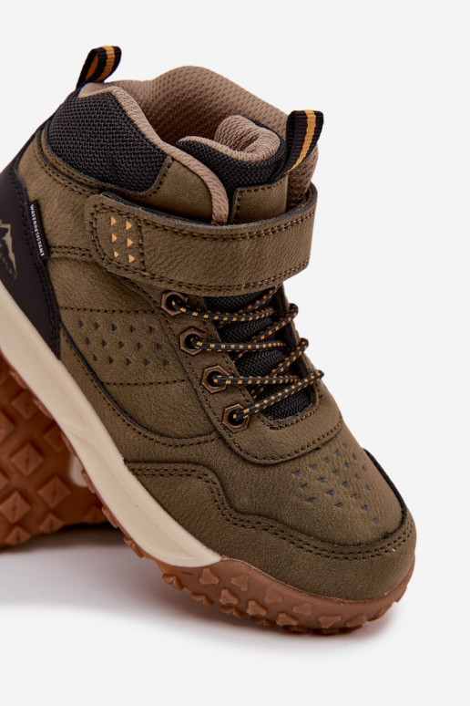 pārgājienu zābaki Bērnu apavi ar lipīgām aizdarēm haki krāsas Pavisse