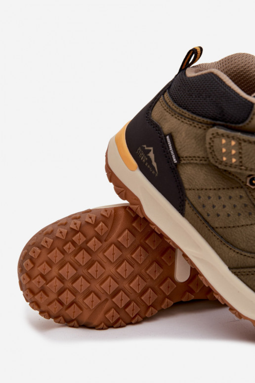 pārgājienu zābaki Bērnu apavi ar lipīgām aizdarēm haki krāsas Pavisse