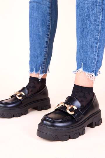 Melnas mokasīni ar zelta... 2