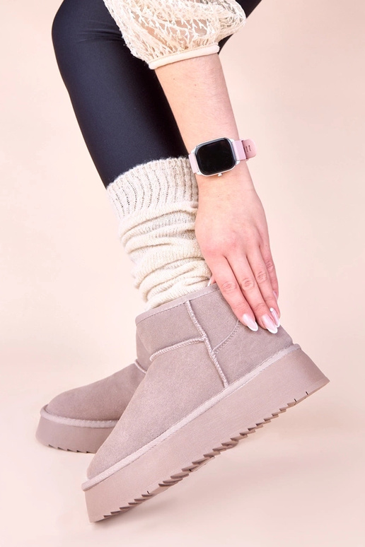 Pelēki sniega zābaki no dabīgā zamša...