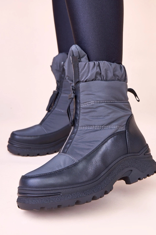 Pelēki sniega zābaki ar rāvējslēdzēju...