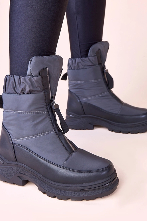 Pelēki sniega zābaki ar rāvējslēdzēju...