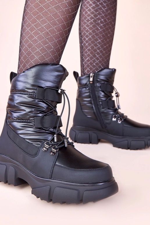 Melni spīdīgi sniega zābaki ar...