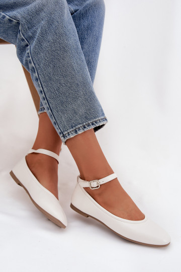 Balerīnas Sieviešu ar siksniņām I ar sprādzēm baltas krāsas Janelor