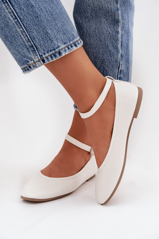 Balerīnas Sieviešu ar siksniņām I ar sprādzēm baltas krāsas Janelor