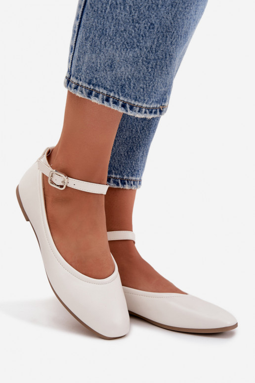 Balerīnas Sieviešu ar siksniņām I ar sprādzēm baltas krāsas Janelor