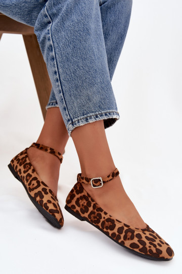 Balerīnas Sieviešu ar siksniņām I ar sprādzēm ar leoparda kažokādas rakstu Janelor