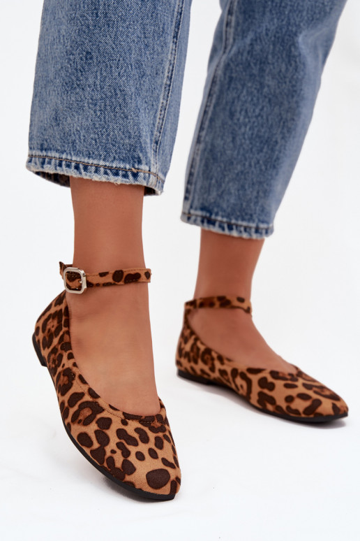Balerīnas Sieviešu ar siksniņām I ar sprādzēm ar leoparda kažokādas rakstu Janelor