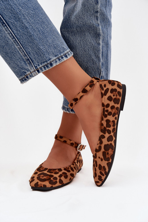 Balerīnas Sieviešu ar siksniņām I ar sprādzēm ar leoparda kažokādas rakstu Janelor