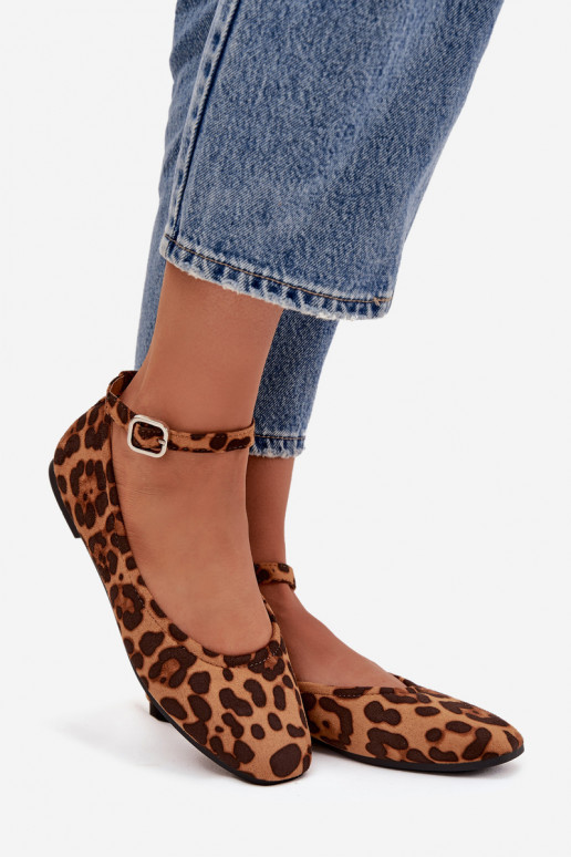 Balerīnas Sieviešu ar siksniņām I ar sprādzēm ar leoparda kažokādas rakstu Janelor