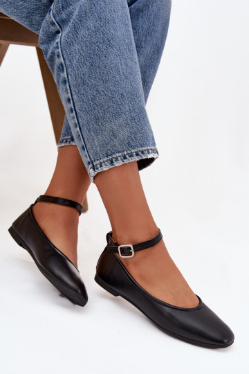 Balerīnas Sieviešu ar siksniņām I ar sprādzēm melnas krāsas Janelor