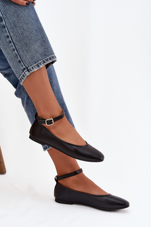 Balerīnas Sieviešu ar siksniņām I ar sprādzēm melnas krāsas Janelor