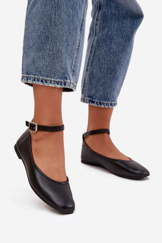 Balerīnas Sieviešu ar siksniņām I ar sprādzēm melnas krāsas Janelor