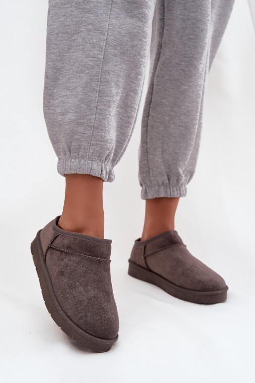 sniega apavi Sieviešu siltināti ar kažokādu pelēkas krāsas Serenne