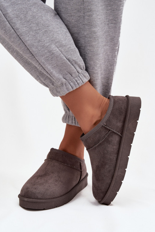 sniega apavi Sieviešu siltināti ar kažokādu pelēkas krāsas Serenne