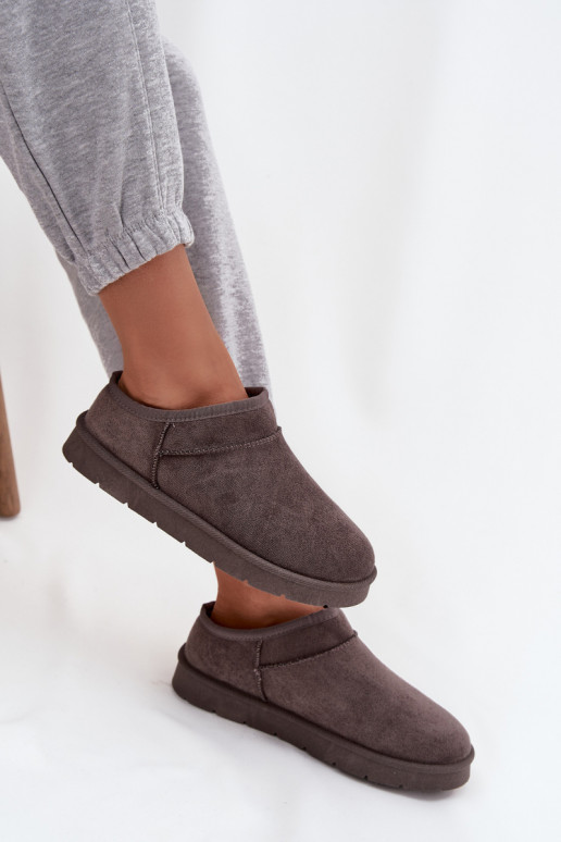 sniega apavi Sieviešu siltināti ar kažokādu pelēkas krāsas Serenne