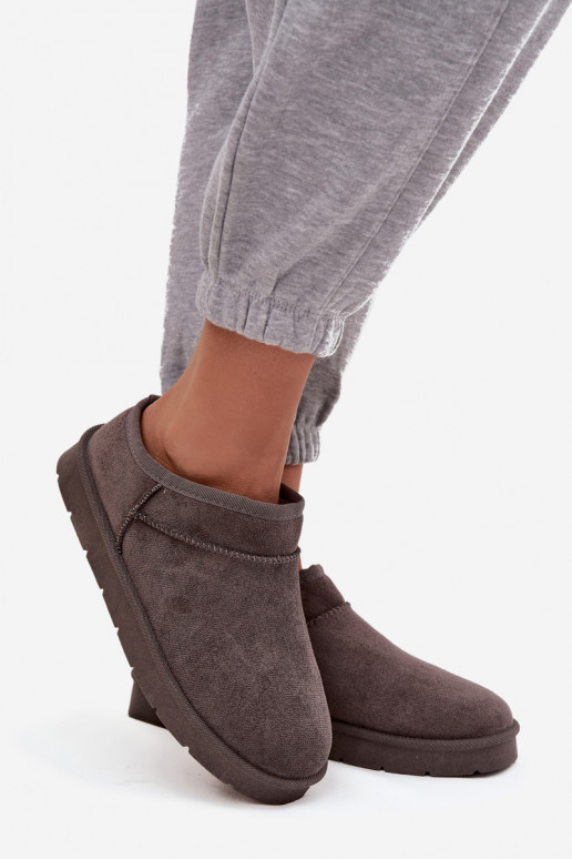 sniega apavi Sieviešu siltināti ar kažokādu pelēkas krāsas Serenne