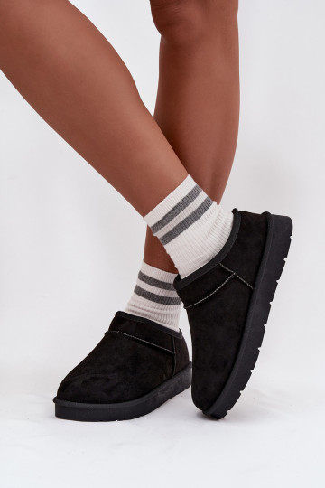 sniega apavi Sieviešu siltināti ar kažokādu melnas krāsas Serenne