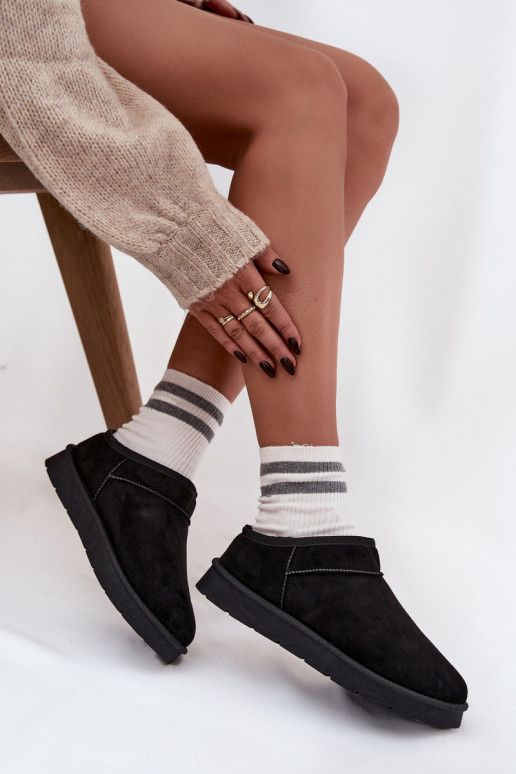 sniega apavi Sieviešu siltināti ar kažokādu melnas krāsas Serenne