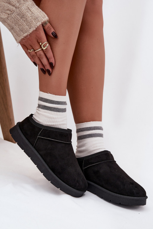 sniega apavi Sieviešu siltināti ar kažokādu melnas krāsas Serenne