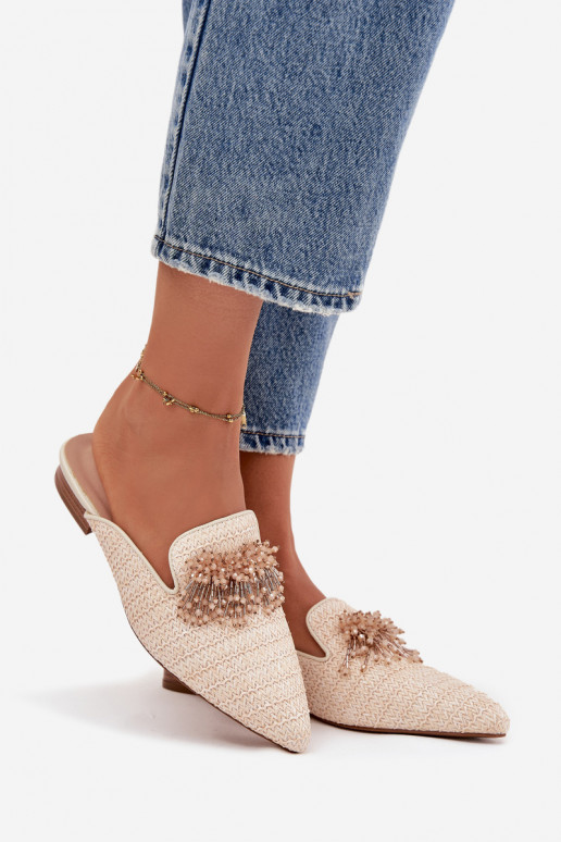 sieviešu čības ar ornamentiem smilšu krāsas Katrine