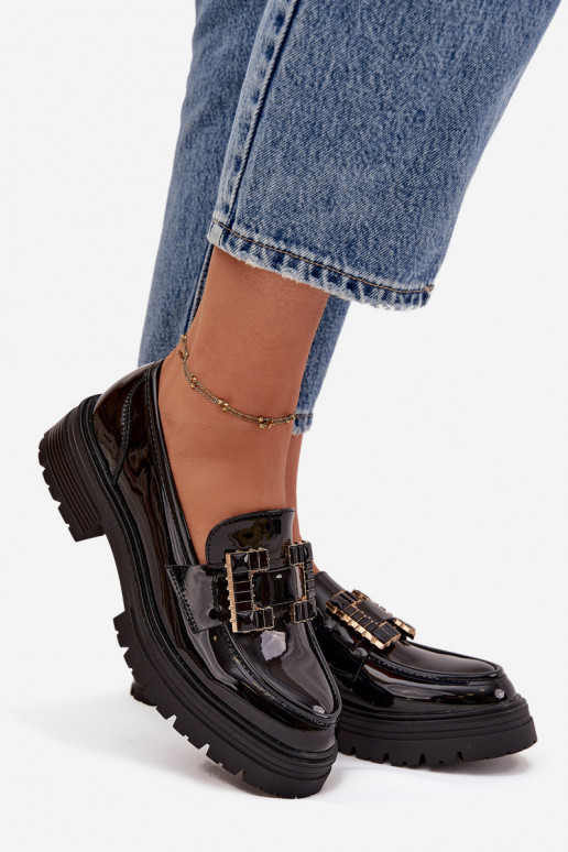 sieviešu mokasīni Laque ar ornamentiem melnas krāsas Ysandra