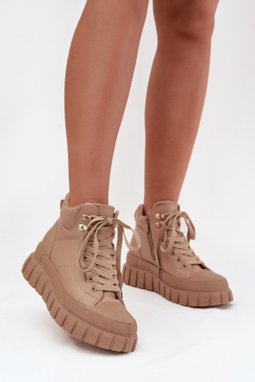 Sieviešu siltināti Sieviešu puszābaki apavi ar platformu brūnas krāsas Carenna 2