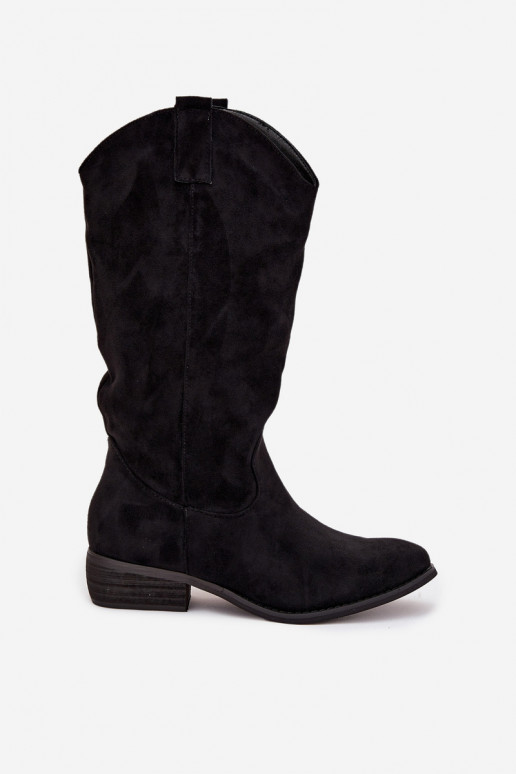 garie zābaki Kovboju zābaki Uz Zema PapēžaEko zamšādau melnas krāsas Cherrie