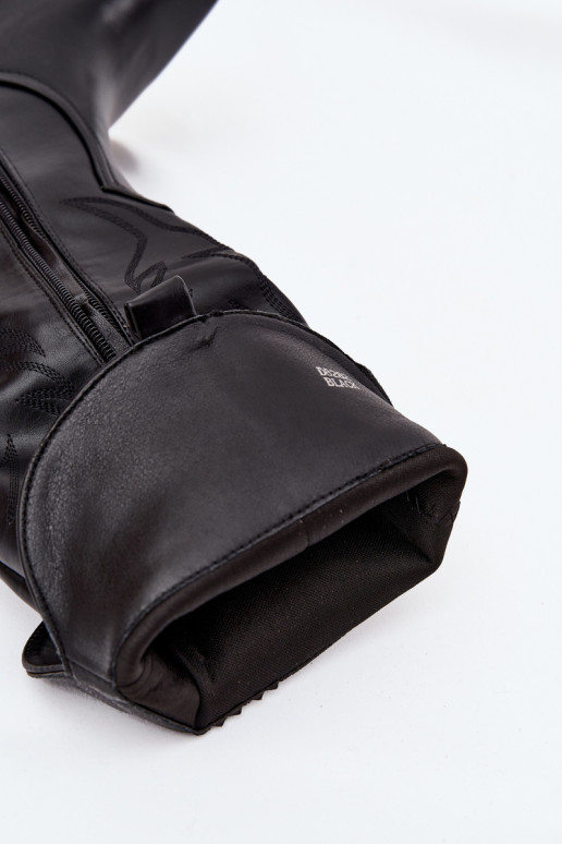 garie zābaki Kovboju zābaki ar papēdi Eko Āda siltināti melnas krāsas Zareen