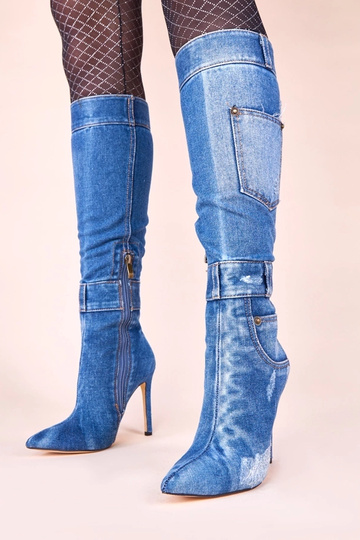 Džinsu ilgaaulie kurpes uz...