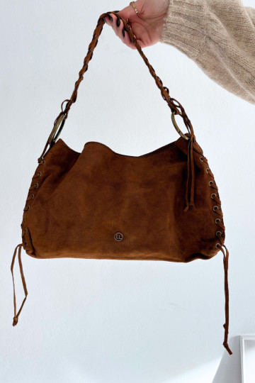 Skórzana zamšādasoIna Soma Ar greznu Šņorēšanam brūnas krāsas Janelis