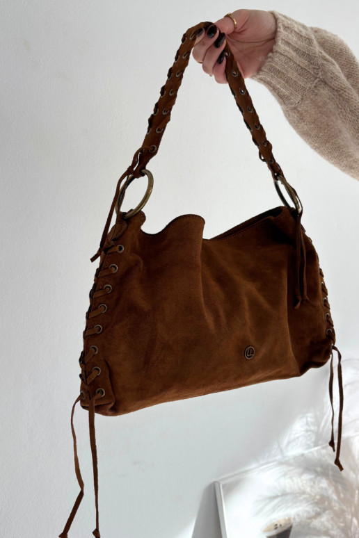 Skórzana zamšādasoIna Soma Ar greznu Šņorēšanam brūnas krāsas Janelis