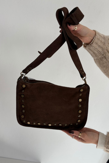 Skórzana zamšādasoIna Soma Zdobiona Ar rhinestones CzekoladoIna Savra 2