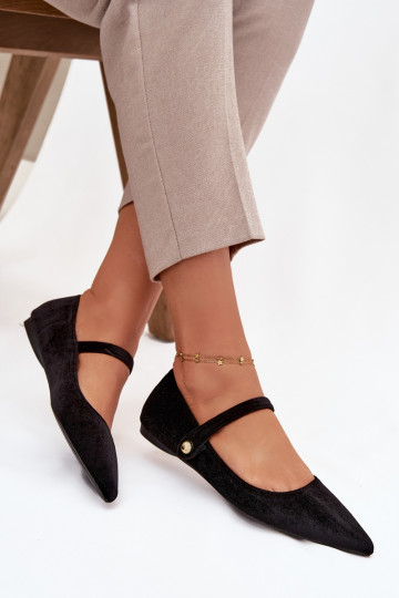 Aksamitne Balerīnas ar siksniņām I Zelta krāsasm Detalem melnas krāsas Gisanne