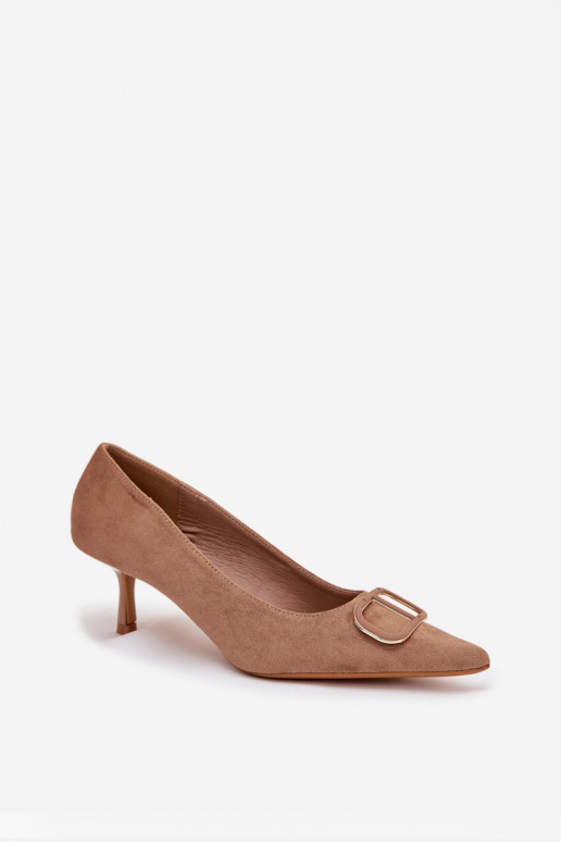 augstpapēžu kurpes Sieviešu Ar greznu Detalem smilšu krāsas Amelora