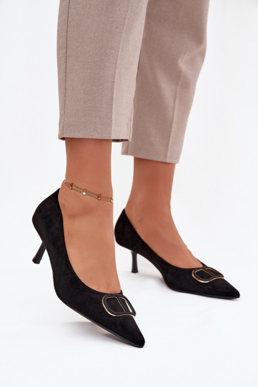 augstpapēžu kurpes Sieviešu Ar greznu Detalem melnas krāsas Amelora