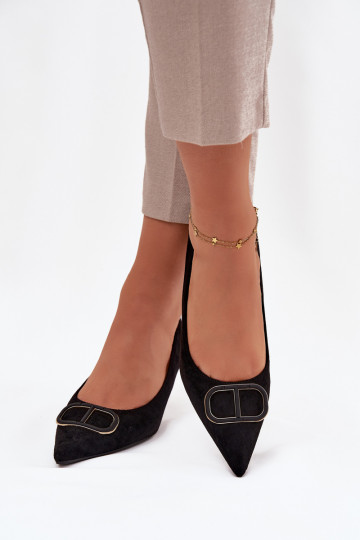 augstpapēžu kurpes Sieviešu Ar greznu Detalem melnas krāsas Amelora 2