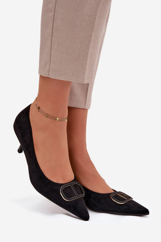 augstpapēžu kurpes Sieviešu Ar greznu Detalem melnas krāsas Amelora