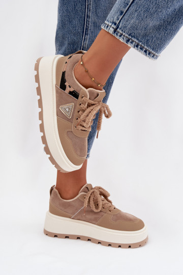 siltināti Sneakers modeļa apavi Sieviešu ar platformu smilšu krāsas Florinda
