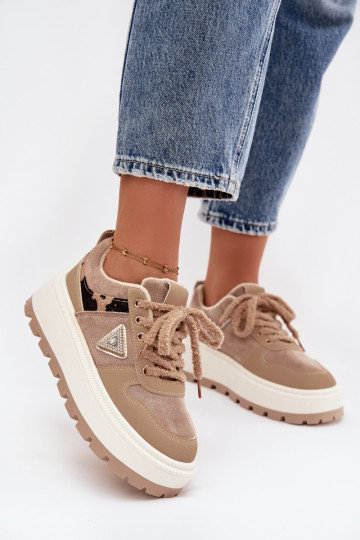 siltināti Sneakers modeļa apavi Sieviešu ar platformu smilšu krāsas Florinda 2
