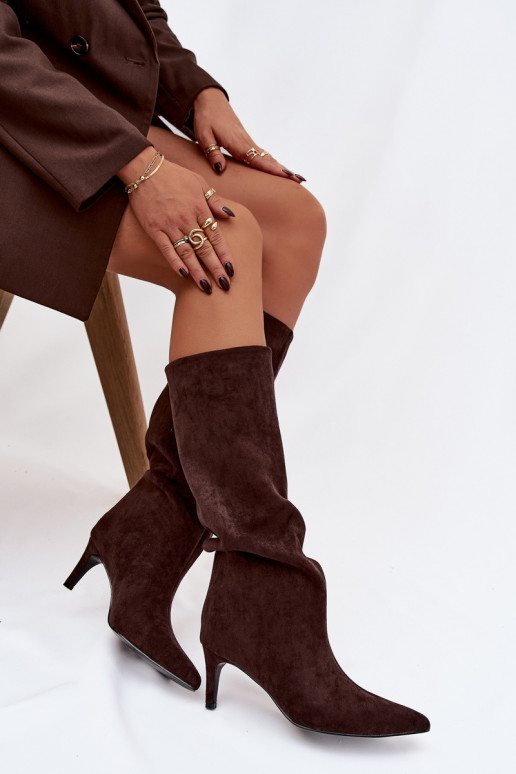 sieviešu garie zābaki Paslīdēt uz siltināti ar papēdi CzekoladoIne Olivienne